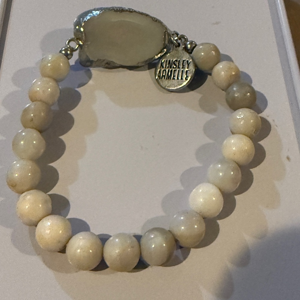 Kinsley Armelle Silver Charm White Beaded Bracelet
